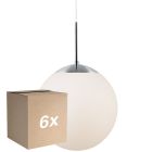 Voordeelpak 6x Nordlux Pendelarmatuur Cafe 30 Zilver - Glas | E27 Max 25W